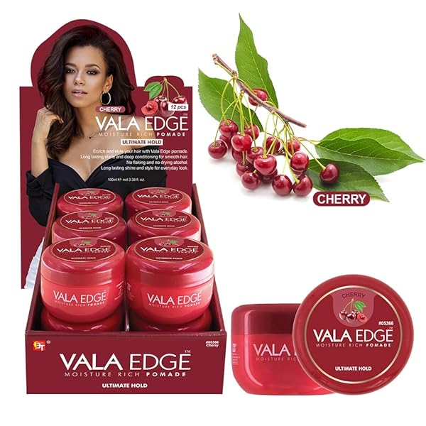 BEAUTY TOWN VALA EDGE CONTROL GEL – ULTIMATE HOLD, HIGH SHINE, BRAIDING POMADE FOR LOCS, BRAIDS, AND EDGES (CHERRY – 3.38 FL OZ)