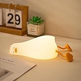 DREAMING MY DREAM Cute Duck Night Light,Rechargeable Fun Lying Flat Duck Lamp,LED Squishy Animal Novelty Lamp,Light up Duck for Kids Great Gift,3 Level Dimmable Nursery Nightlight Touch Lamp