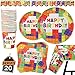 82 Piece Building Blocks Party Supplies Set Including Banner, Plates, Cups, Napkins, and Tablecloth, Serves 20