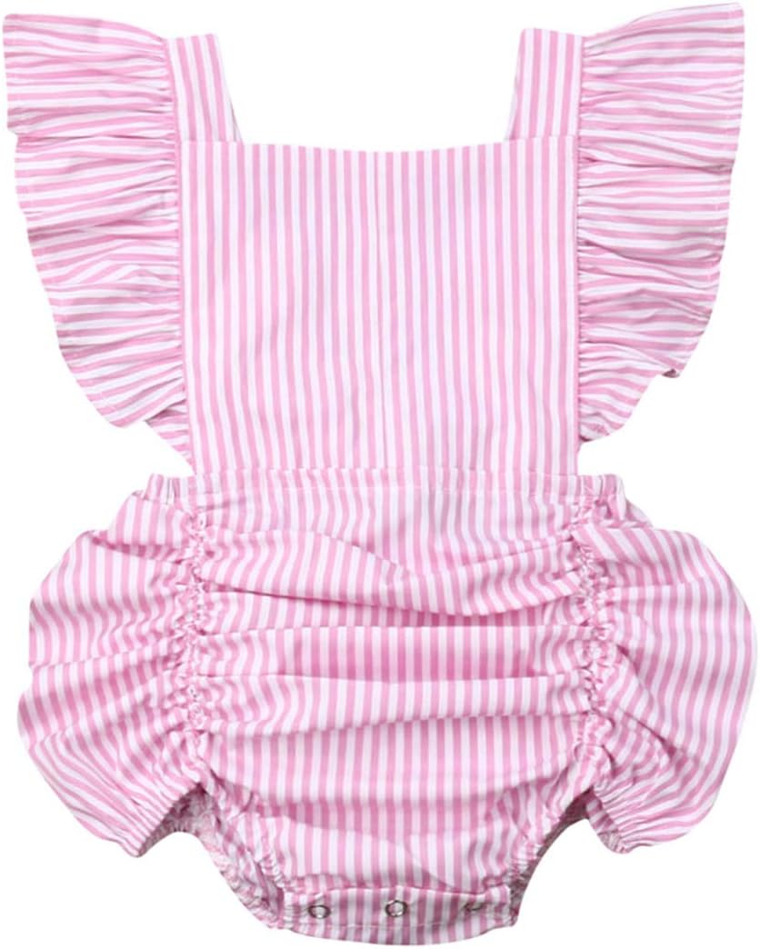 YT couple Baby Girl 1-Piece Cotton Romper Overalls Toddler Newborn Ruffles Sleeveless Backless Playsuit Jumper Outfits