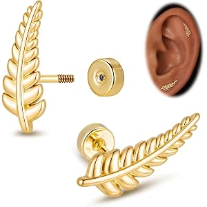 20G Surgical Steel Flat Back Hypoallergenic Cartilage Earrings for Women | Helix Tragus Piercing Jewelry, Flatback Design, Co