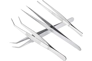 4pcs Stainless Steel Tweezers, Precision Tweezers Set for Cooking, Hobby Crafts, Jewelry Making, Industrial Work