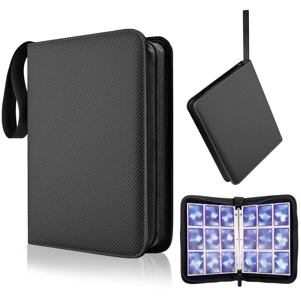 Card Scrapbook 900 Pockets 50 Pages Trading Card Albums Waterproof Exquisite Gifts (900 Pockets, Black)