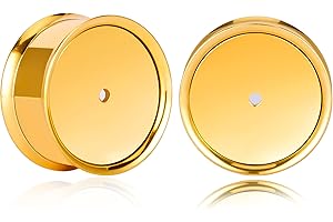 Maxbott 2Pcs Stud Plugs for Stretched Ears 8mm-16mm Stainless Steel Hollow Ear Tunnels Wear Regular Earrings & Dangles 3 Colo