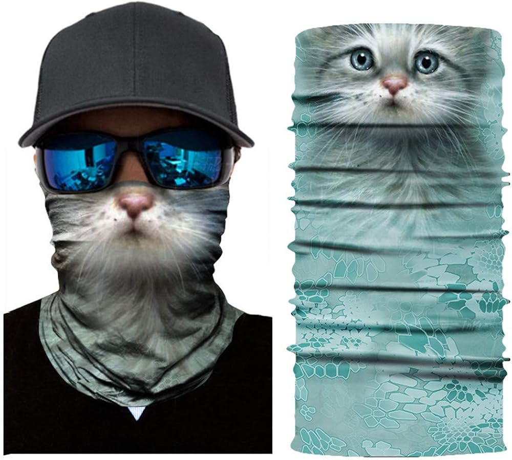 Women's Novelty Bandanas 3D Cat Printed Neck Warmer Gaiter Scarf Men's Tube Mask for Outdoor Sports: Clothing