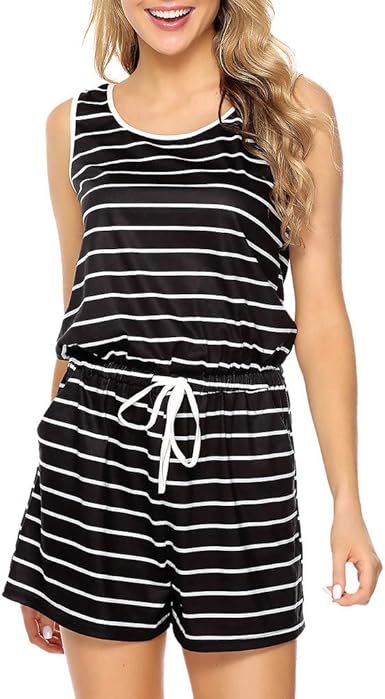 striped romper pants