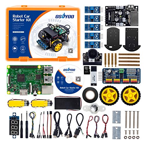 OSOYOO Robot Car Kit Starter Learning Kit for Raspberry Pi 3B B+ Zero Android/iOS APP WiFi Wireless Webcam 1280x720 Megapiexl with Raspberry Pi 3B