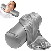 FdcZeyxior 2 Pack Round Neck Pillow Soft Bolster Pillow Covers with Hidden Zipper Neck Roll Pillows Cases Necks Roll Pillowcase Breathable Cylinder Pillows for Cylindrical Cushion, 16 X 6 Inch, Gray