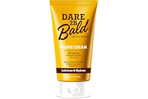 Dare 2B Bald Moisturizing Shave Cream with Argan Oil, Shea Butter, Cocoa Butter & Tea Tree Oil | Bald Head Shaving Cream | Rich Hydration for a Smooth Shave | Head Shaving Cream for Bald Men- 5.0 OZ