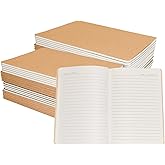 TAZQINCO 40 Packs A5 Lined Kraft Notebooks Bulk, 80GSM Thick Paper 36 Sheets 72 Pages (Upgraded From 30 Sheets 60 Pages), 8.15x5.5in Size, Journaling Notebooks, Kraft Soft Cover Composition Notepad, Ruled Subject Notebooks, Travel Diary, Journals Memo, For Students, Office, School Supplies