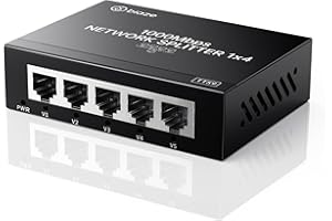 Biaze 4-Port Ethernet Splitter, Gigabit LAN Network Hub Adapter 1 to 4, Plug & Play Internet Cable Connector for Home/Office/