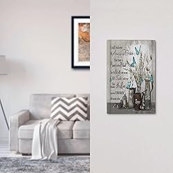 Sghxwp Blue Butterfly Rustic Flower Inspirational