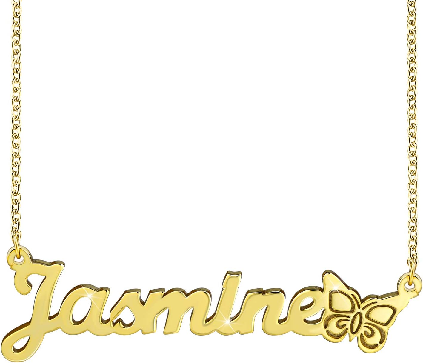 Nanbowand Custom Name Necklace, 18K Gold Plated Nameplate Personalized Jewelry Gift for Women