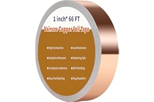 Vaincre Copper Tape (1inch X 66 FT), Copper Foil Tape with Conductive Adhesive for Stained Glass, Guitar, EMI Shielding, Crafts, Electrical Repairs and Grounding