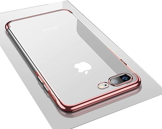 funda transparente compatible con iphone 7 plus iphone 8 plus silicona transparente borde de proteccion chapado diseno elegante antiaranazos