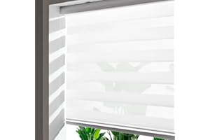 LINKCOO Zebra Blinds Roller Shades for Windows, Pretection Privacy, Light Filtering Control Day and Night, Corded Roll Pull Down Blind for Home and Office (offWhite - Width 31", Max Drop Height 72")