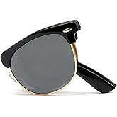 Cyxus Foldable Sunglasses Half Rim Folding Sunglasses Classic Polarized UV400 Shades For Men Women 1015