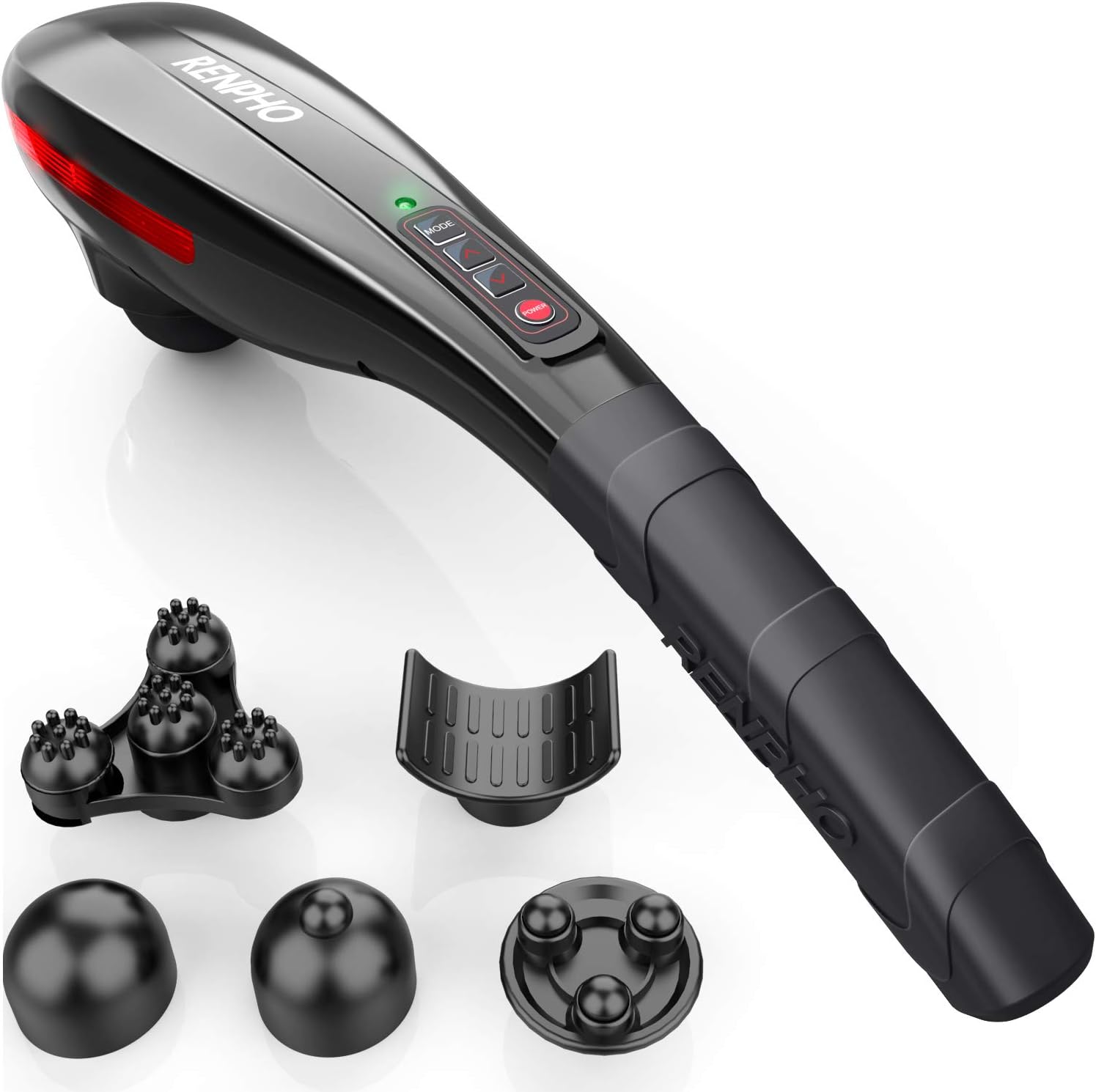 RENPHO Cordless Handheld Back Massager, Rechargeable Electric Deep Tissue Percussion Muscle Massager for Neck Shoulder Leg Foot Joint Pain Relief, Portable Vibrating Massager for Full Body Home Office: Health & Personal Care