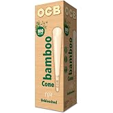 OCB Bamboo Unbleached Pre-Rolled Rolling Paper Cones 1-1/4 (84mm) Size - 100 Cones