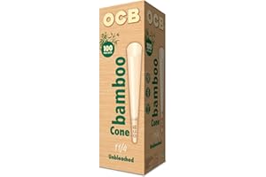OCB Bamboo Unbleached Pre-Rolled Rolling Paper Cones 1-1/4 (84mm) Size - 100 Cones