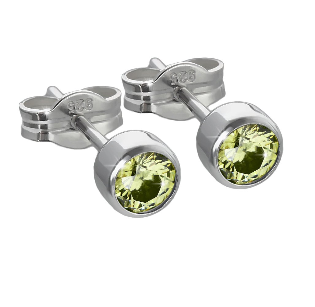 NKlaus pair of stud earrings 925 silver rhodium plated 4,50mm olive zirconia ladies gents 6690