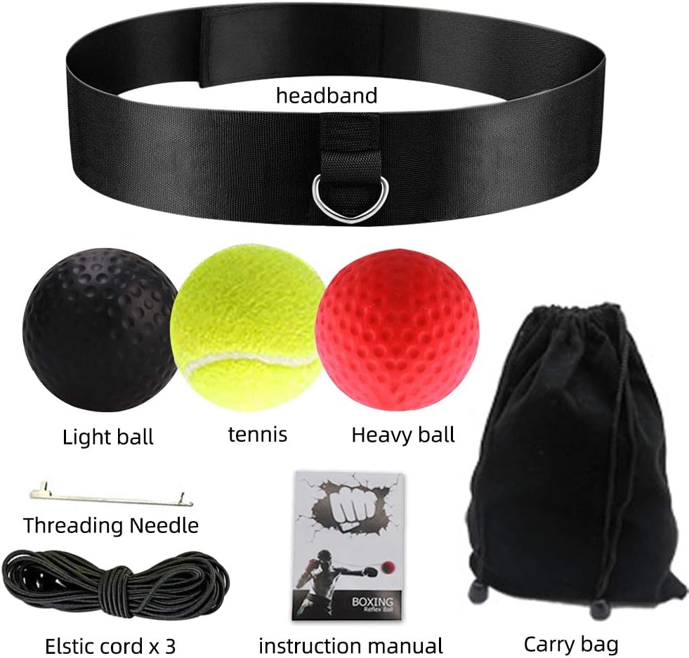 Boxing Reflex Ball - Boxing Training Ball 3 Difficulty Level Boxing Ball with Headband, Suit for Reaction, Agility, Punching Speed, Fight Skill and Hand Eye Coordination Training : Sports & Outdoors