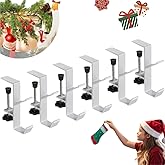 2 in 1 Stocking Hangers for Mantel & Fireplace Stocking Holders - Adjustable No Drill Mantle Hooks for Christmas Xmas Fireplace Garland for Holiday Home Decoration