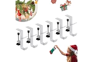 AIMERY 2 in 1 Stocking Hangers for Mantel & Fireplace Stocking Holders - Adjustable No Drill Mantle Hooks for Christmas Xmas Fireplace Garland for Holiday Home Decoration