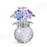 QAZMJUE Crystal Forget Me Not Flower - Handmade Glass Figurine, Meaningful Gift for Women, Mom, Wife, Sister, Christmas - Elegant Tabletop Decor for Home, Office, Wedding Centerpiece, Gift