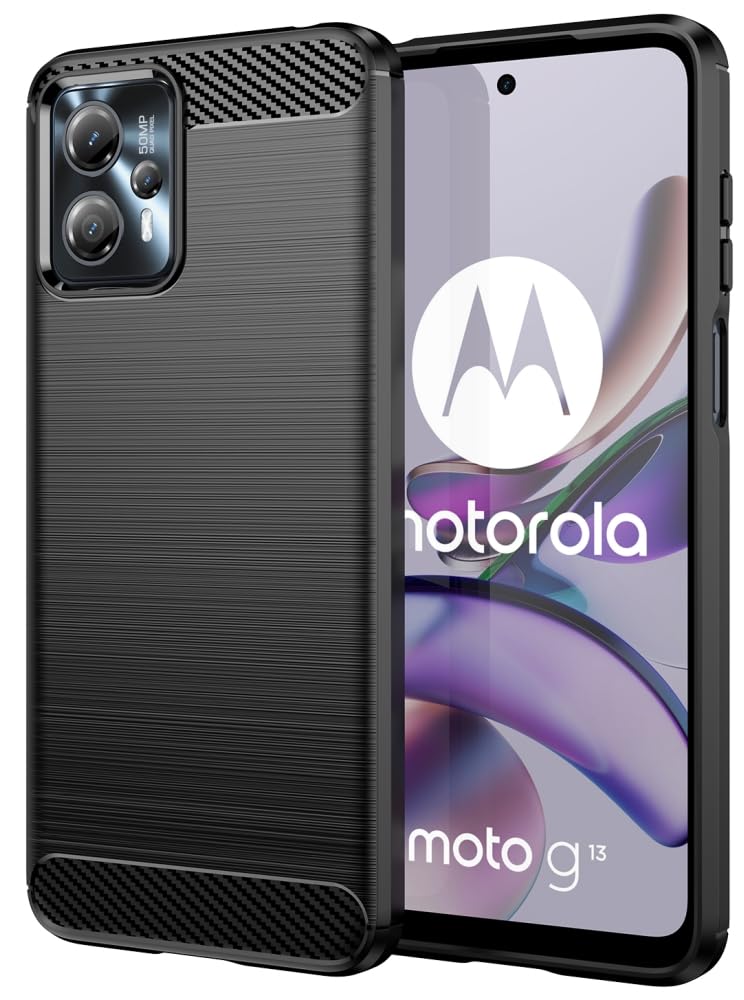 Folmecket Motorola Moto G13, Moto G23 Case, Shock-Absorption Flexible TPU Rubber Protective Cell Phone Cover for Moto G13/G23 Case 6.5" Black