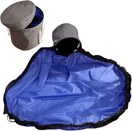 Amazon おもちゃ収納袋 プレイマット ストレージバスケット 2way 収納バッグ ケース 整理袋 バスケット 袋 おもちゃ ブロック 子ども 部屋 レゴ片付け レジャーシート ブルー ベビージム プレイマット ベビー マタニティ 通販