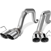 DNA MOTORING Axle-Back Exhaust System Compatible with 05-08 Chevy Corvette 6.0L 6.2L,Round Diagonal Rolled Muffler Tip,2.5" Inlet/3" Outlet, Aluminized Piping/Polished Tips CBE-MU-CCORVO5-60L