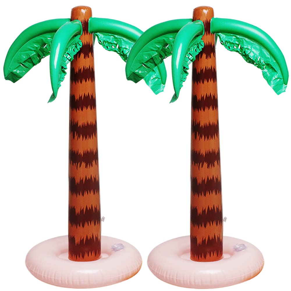 Photo 1 of Inflatable Palm Tree Decoration, 2 Pack Jumbo Coconut Trees Beach Backdrop Favor Tropical Blow Up Hawaiian Summer Party Decor for Hawaiian Luau Party Decoration
