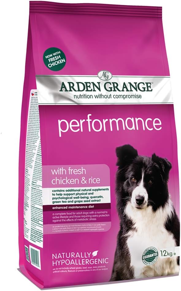 Arden Grange Adult Performance Dry Dog Food with Fresh Chicken and Rice, 12 kg, transparent, 12 kg (Pack of 1)