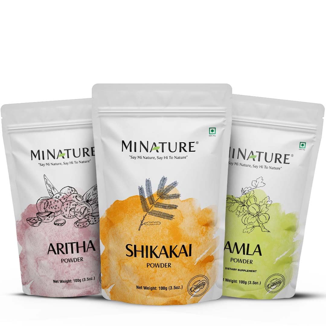 Combo Of Amla Powder Aritha & Shikakahi (Pack Of 3) | For Natural Beautiful Hair | Hair Pack for Hair, Conditioning, Smooth, and Shinny, and all types of Hair | 100 Each (100g*3)