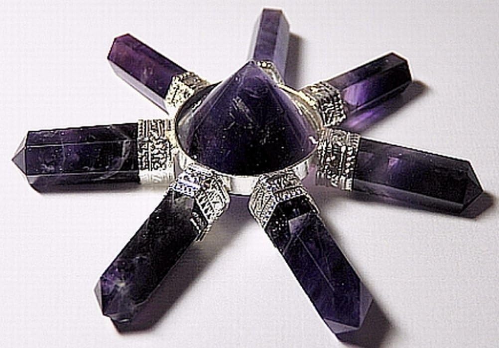 Healing Crystals India 7 Stone Amethyst Pyramid Crystal Energy Generator, Reiki, Rare Aaa Stone