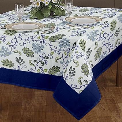 Cloth Fusion Cotton Center Table Cover 4 Seater - (40x60 Inch, Blue)