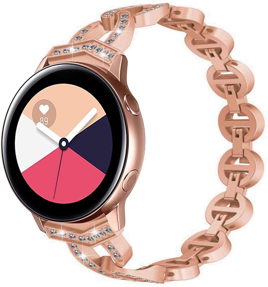 YOFUNTLE Compatible for Samsung Galaxy Watch 3 41mm/Active 2 40mm 44mm Band,Women Metal Jewelry Bracelet Strap Wristband Replacement for Samsung Galaxy Watch Active/Galaxy Watch 42mm (Dark Rose Gold)