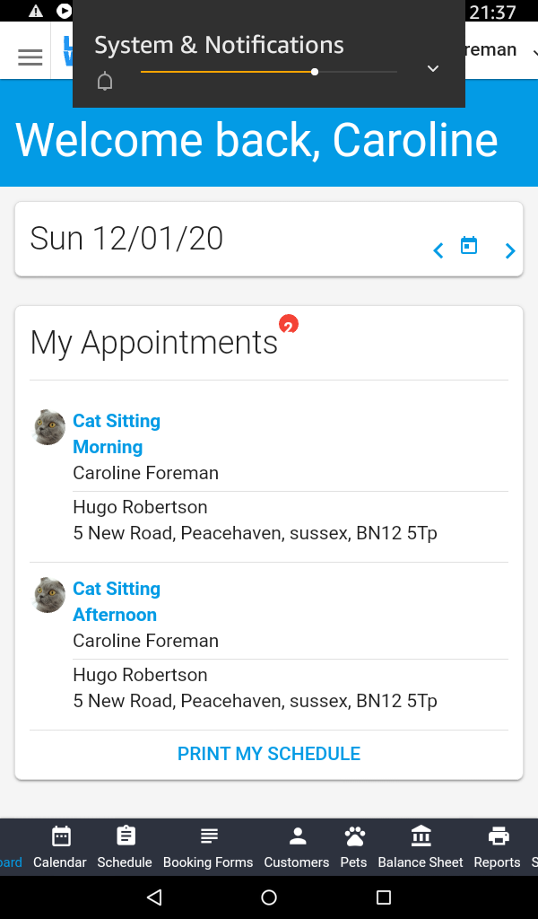 Pet Sitter Dashboard Free Pet Sitter for