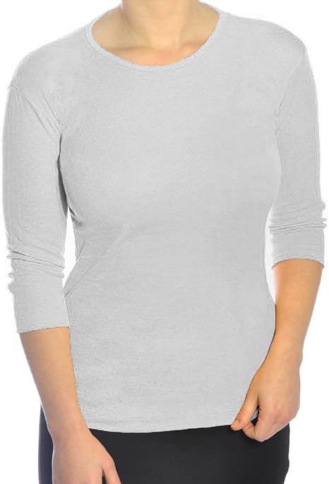 Kosher Casual Women S Modest 3 4 Sleeve 100 Cotton Fine Ribbed