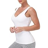Workout Tops for Women Yoga Tank Tops with Built in Bra Wirefree Padded Yoga Bras Gym Running Athletic Shirt V-Neck Camisole