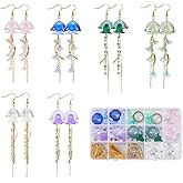 SUNNYCLUE 1 Box 6 Pairs Ocean Earrings for Women Summer Dangle Earrings for Women 2025 Fashion Trendy Sea Beach Animals Jellyfish Trumpet Flowers Jewelry Set Christmas Wedding Summer Wedding Party