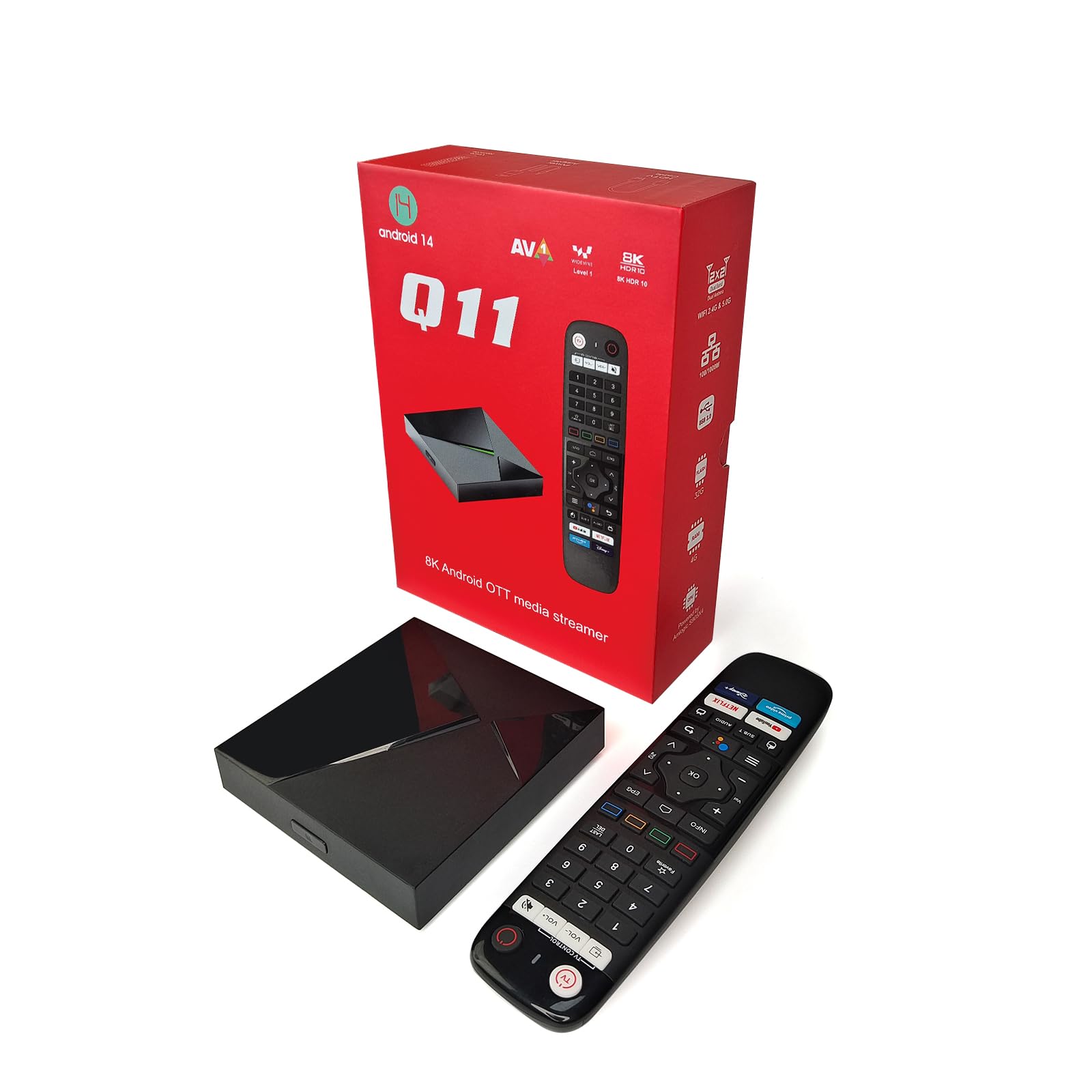 Photo 1 of BOXPUT Q11 Android 14 TV Box Amlogic S905X4 64-bit Quad Core 8K Decoding 4K HDR 2.4/5Ghz Dual WiFi 8822CS + 1000M Ethernet TV Box 4GB + 32GB with IRI Voice Remote