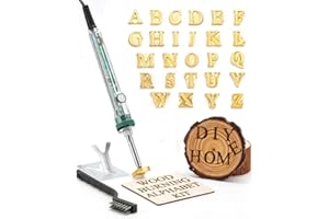 AROKIMI 1/2" Wood Burning Letter Kit, 26 Pcs Alphabet Branding Iron Stamps for Wood Leather Hats BBQ Bread, With an 80W Electric Branding Iron