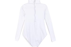 Tegmk Girls' Team Basic Turtleneck Long Sleeve Leotard with Durable Snaps, Front Lining, Zipper Back