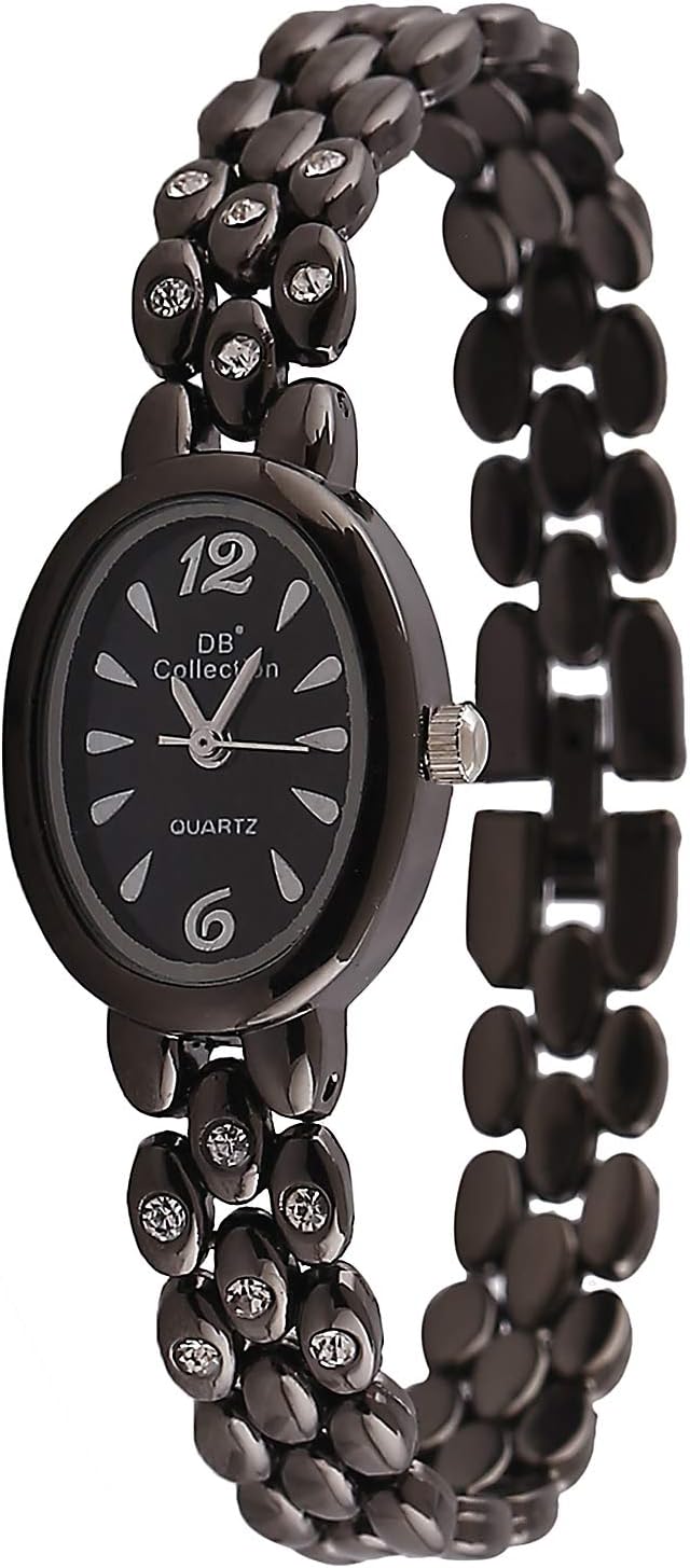 The Eleanor Classic Oval Dial with Rich Black Beaded Strap Analog Women’s Watch - DB Collection TE371