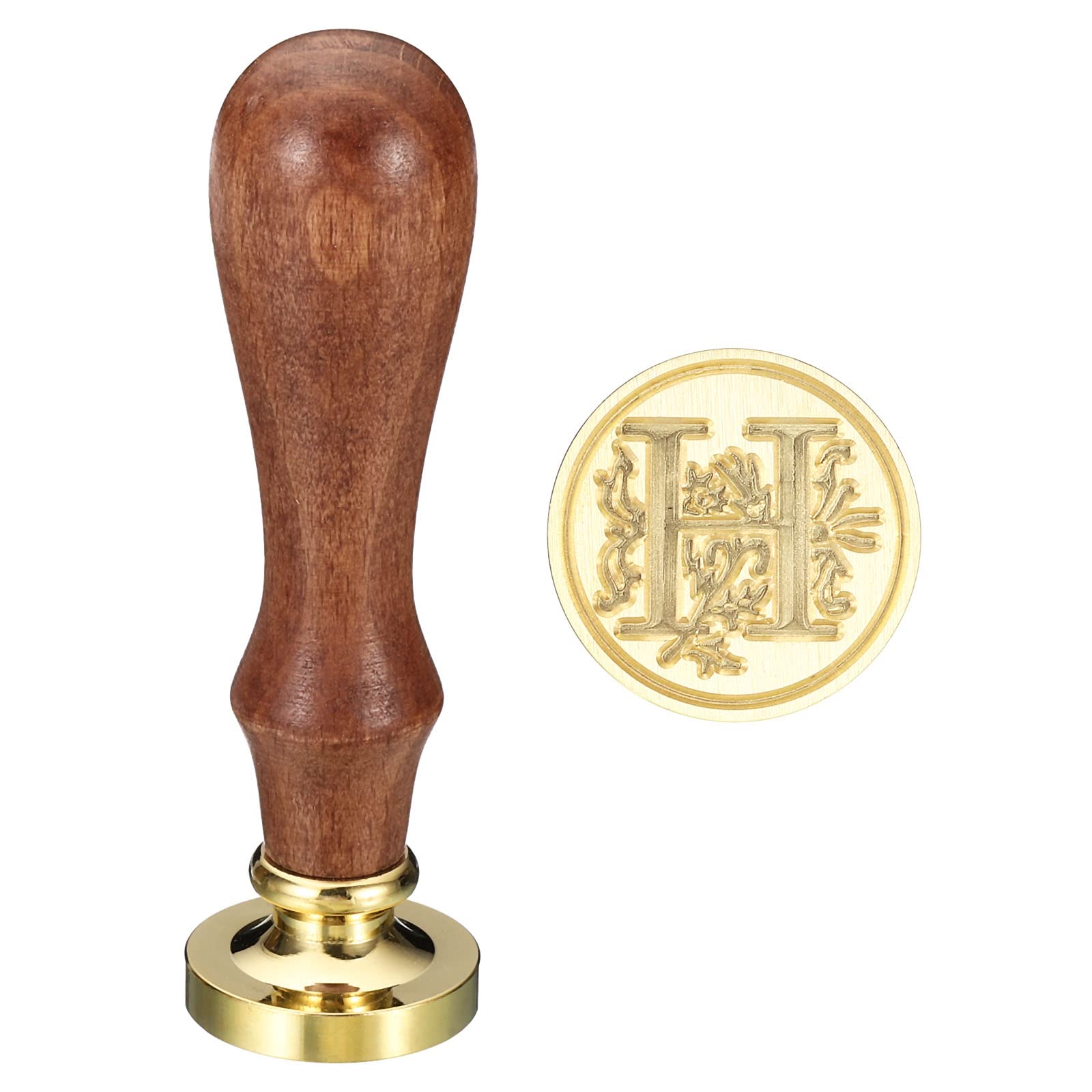 PATIKIL Alphabet H Wax Seal Stamp, Initial Letter Sealing Wax Stamp Classic Retro Removable Brass Head Wooden Handle for Envelope Invitation Cards, Style 3