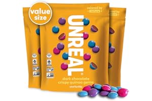 UNREAL Dark Chocolate Quinoa Gems (3 Value Size Bags) | Vegan, Colors from Nature | Fair Trade, Non-GMO | Gluten Free, No Sugar Alcohols or Soy | 11oz each