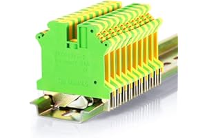 AEREXIER 10Pcs DIN Rail Mounted Ground Circuit Connection Terminal Block Screw Clamp Connector (USLKG5N)