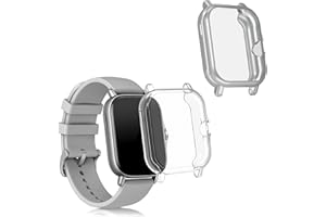 kwmobile Case Compatible with Huami Amazfit GTS 3 / GTS 2 / GTS 2e Case - 2X TPU Silicone Fitness Tracker Cover - Silver/Transparent